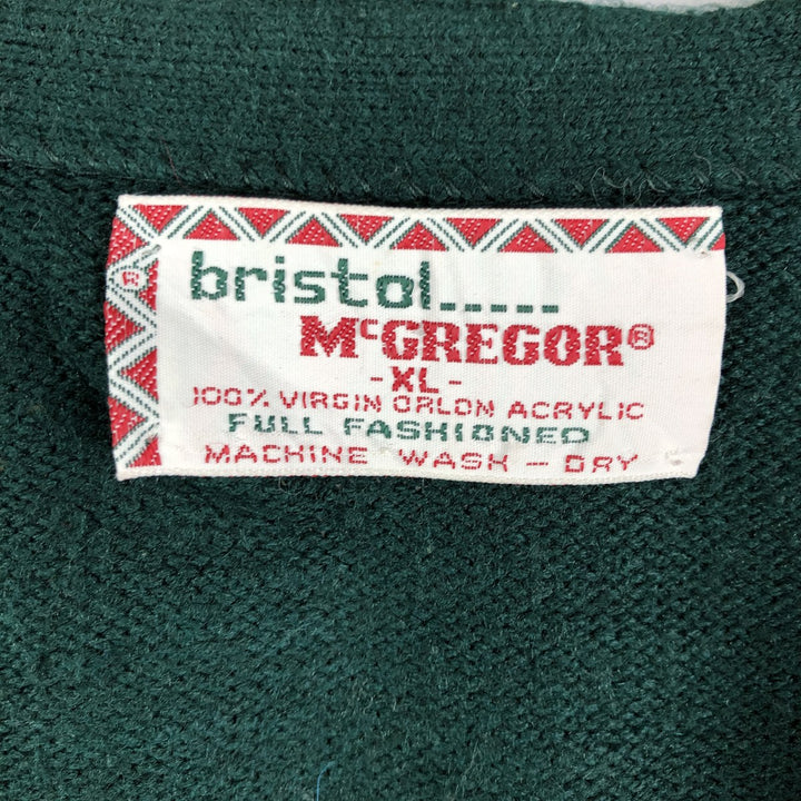 Vintage 1970'S McGREGOR Bristol acrylic knit cardigan, men's size XL acrylic Green type dark green Vintage Second Hand