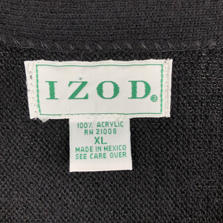 90'S IZOD acrylic knit cardigan, men's size XL, vintage acrylic black type Vintage Second Hand
