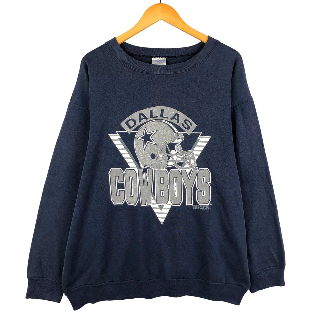 Vintage 90'S TRENCH NFL Dallas Cowboys Print Sweatshirt, Made in USA, Men's Size XL cotton navy blue type Vintage Second Hand