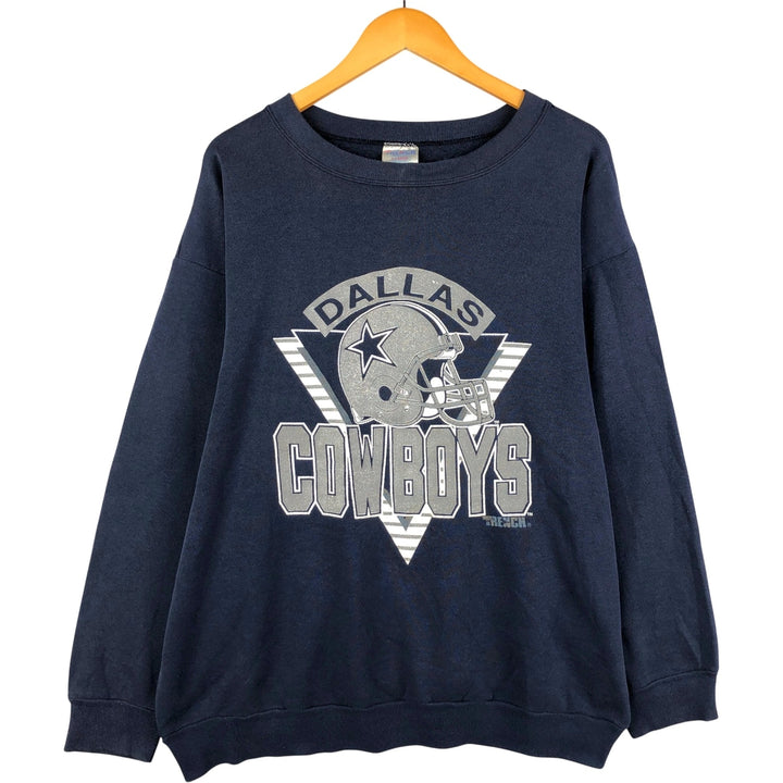 Vintage 90'S TRENCH NFL Dallas Cowboys Print Sweatshirt, Made in USA, Men's Size XL cotton navy blue type Vintage Second Hand