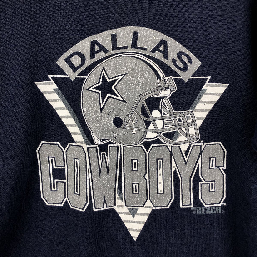 Vintage 90'S TRENCH NFL Dallas Cowboys Print Sweatshirt, Made in USA, Men's Size XL cotton navy blue type Vintage Second Hand