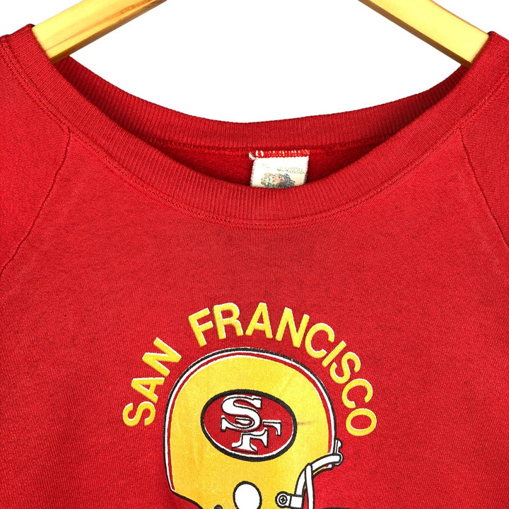 Vintage 1980'S Fruit of the Loom NFL Sanfrancisco 49ers logo sweatshirt, Made in USA, Men's XL cotton gray type Vintage Second Hand
