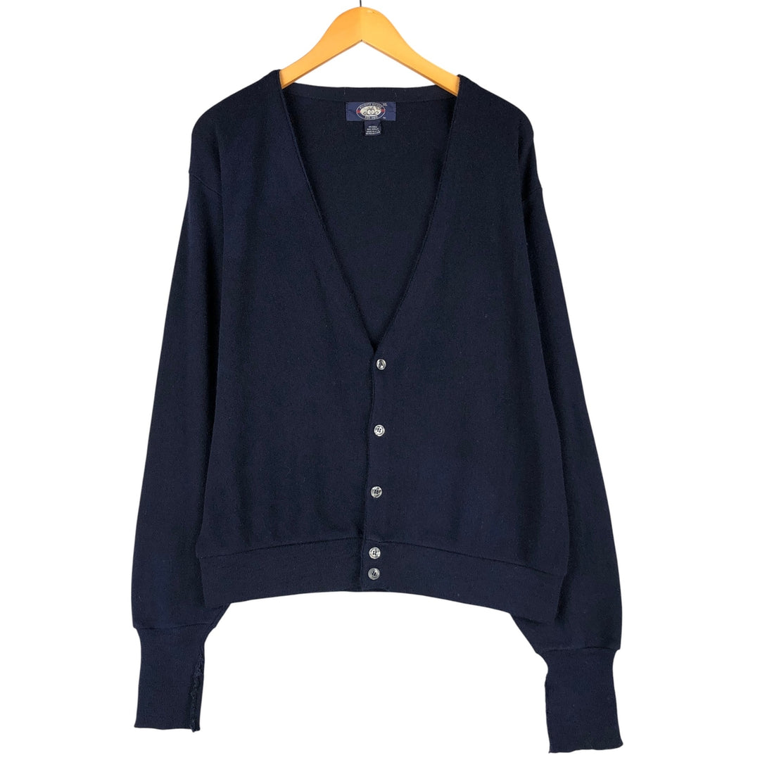 Vintage 1980'S KNIGHTS BRIDGE acrylic knit cardigan, made in the USA, men's size XL acrylic navy blue type Vintage Second Hand