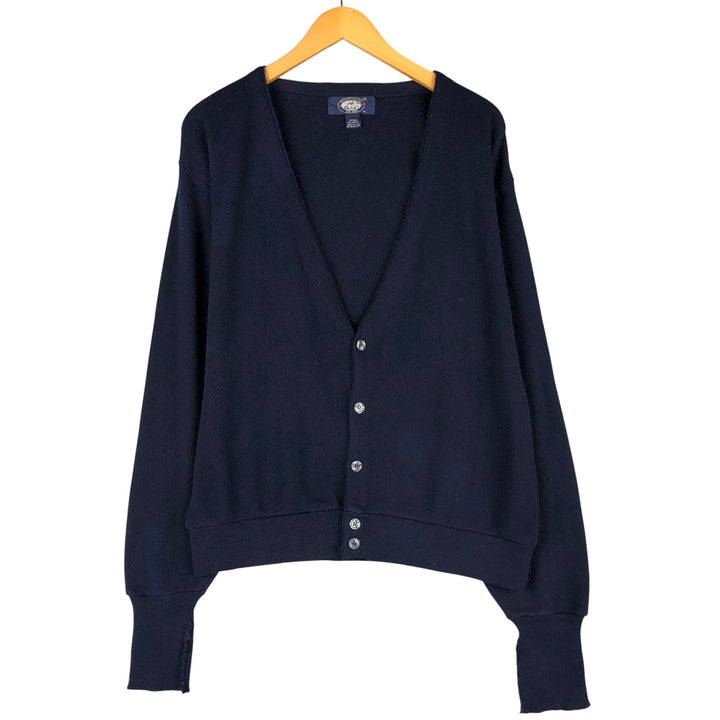 Vintage 1980'S KNIGHTS BRIDGE acrylic knit cardigan, made in the USA, men's size XL acrylic navy blue type Vintage Second Hand