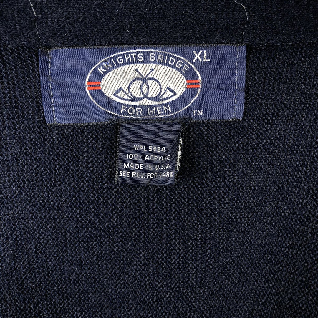 Vintage 1980'S KNIGHTS BRIDGE acrylic knit cardigan, made in the USA, men's size XL acrylic navy blue type Vintage Second Hand