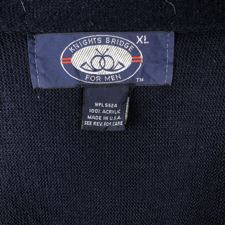 Vintage 1980'S KNIGHTS BRIDGE acrylic knit cardigan, made in the USA, men's size XL acrylic navy blue type Vintage Second Hand