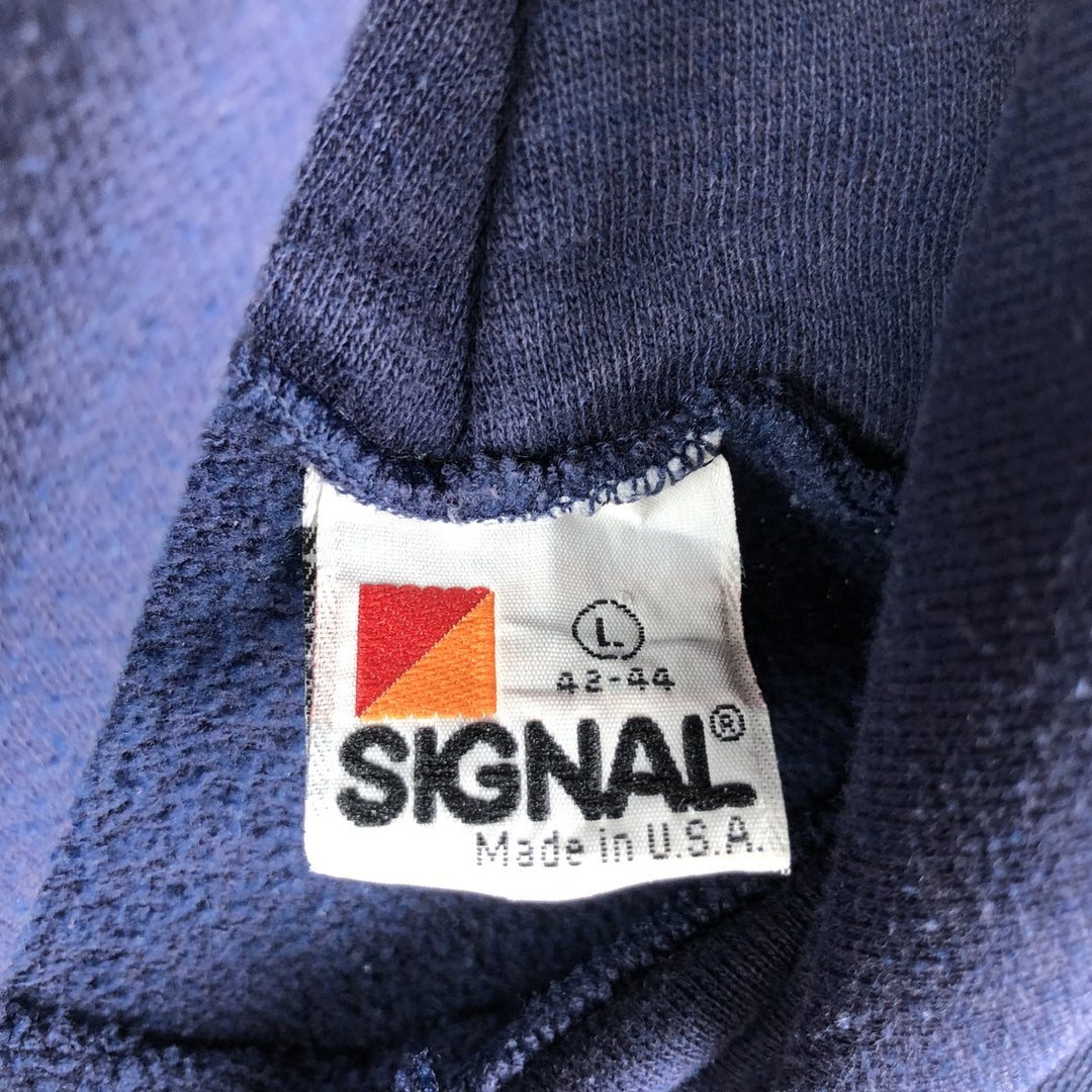 Vintage 90'S SIGNAL College Pullover Hoodie, Made in USA, Men's Size L cotton navy blue type Vintage Second Hand