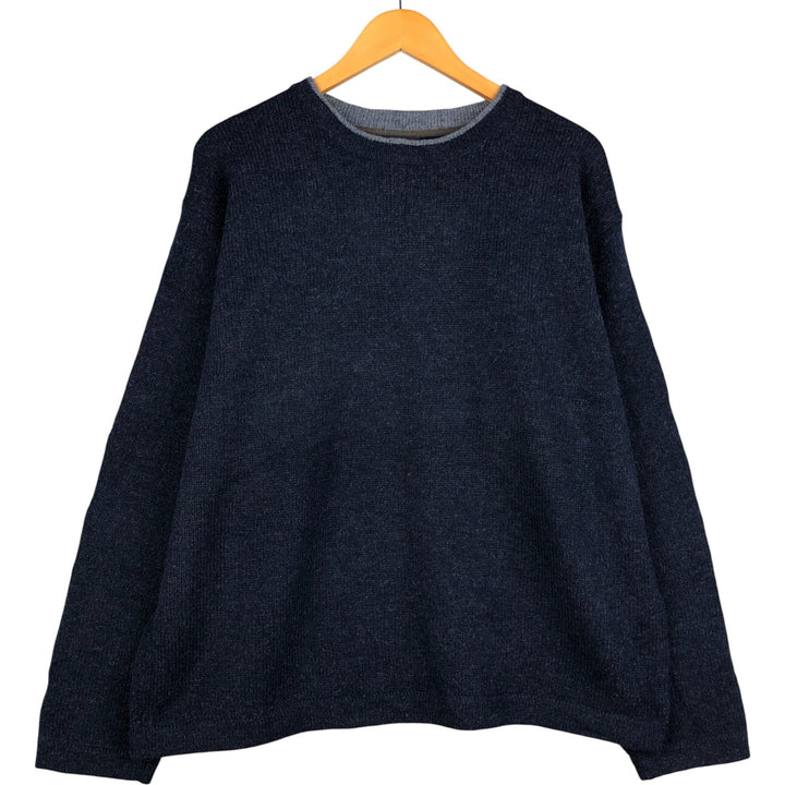 WOOLRICH Wool Knit Sweater, Men's Size XL wool navy blue type Vintage Second Hand