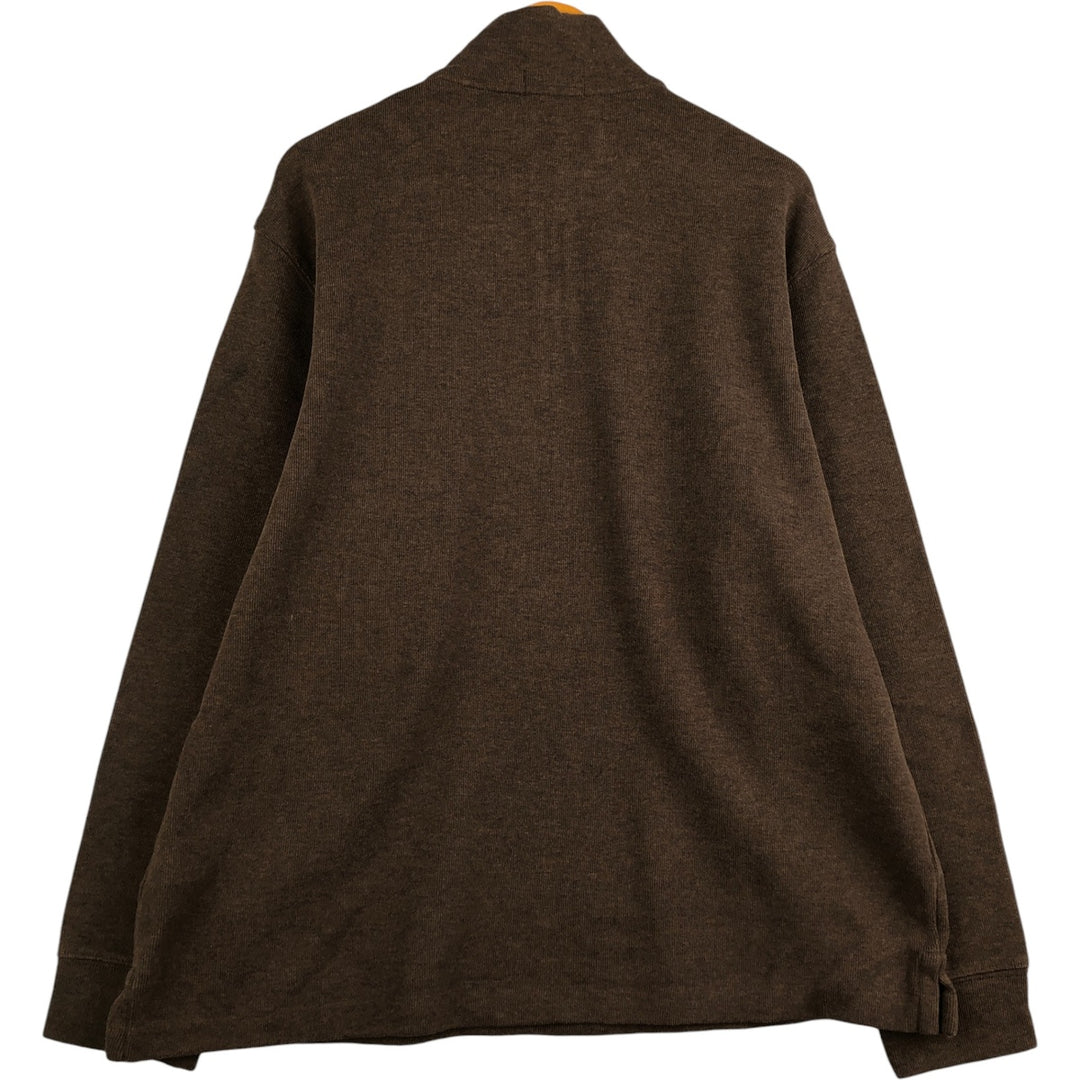 Ralph Lauren POLO RALPH LAUREN Half-Zip Sweatshirt, Men's XL cotton beige type brown Vintage Second Hand