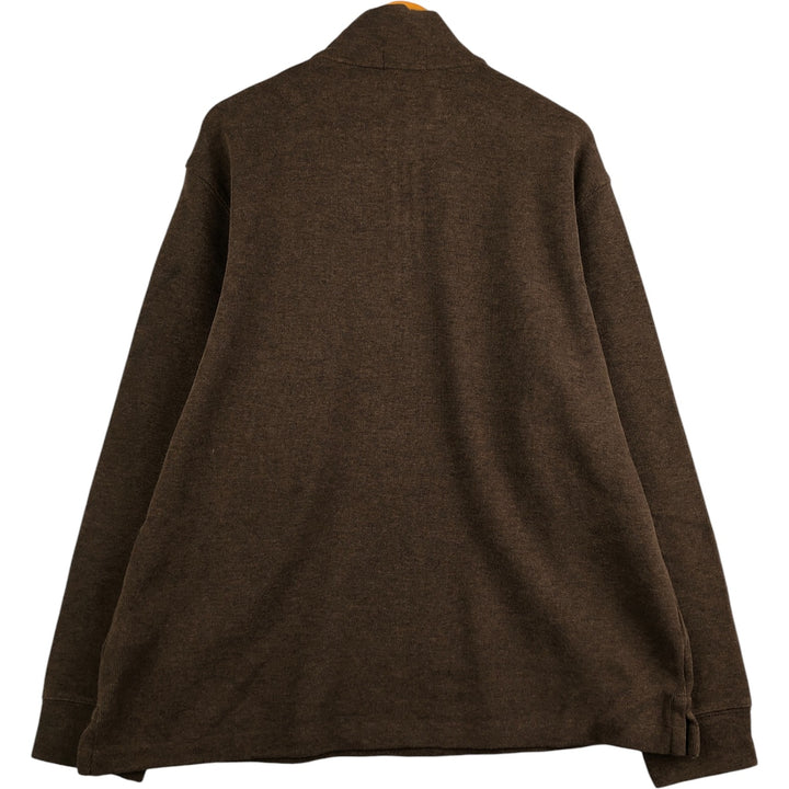 Ralph Lauren POLO RALPH LAUREN Half-Zip Sweatshirt, Men's XL cotton beige type brown Vintage Second Hand