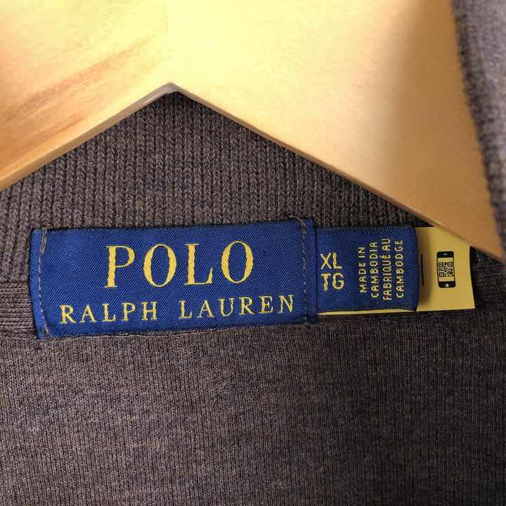 Ralph Lauren POLO RALPH LAUREN Half-Zip Sweatshirt, Men's XL cotton beige type brown Vintage Second Hand