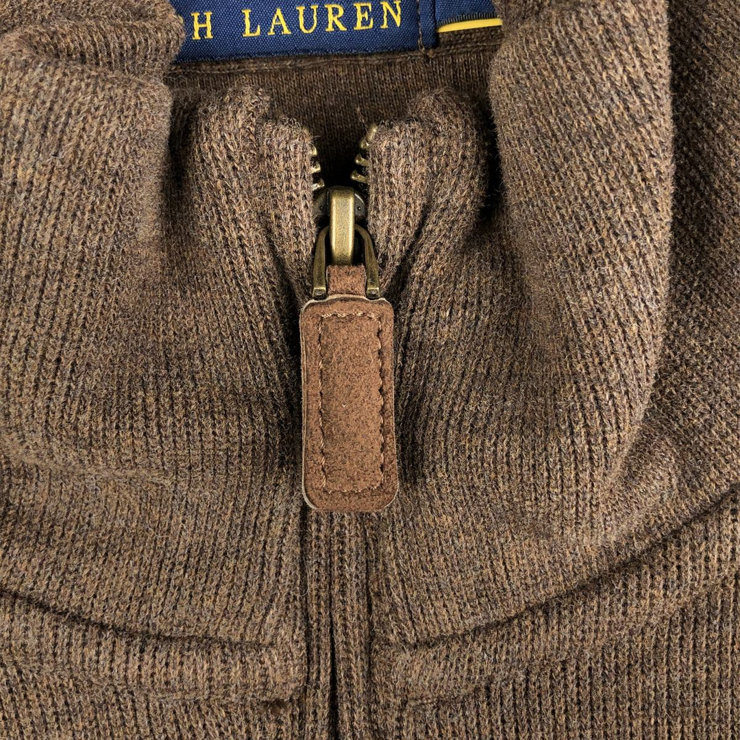 Ralph Lauren POLO RALPH LAUREN Half-Zip Sweatshirt, Men's XL cotton beige type brown Vintage Second Hand