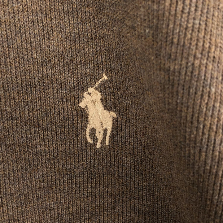 Ralph Lauren POLO RALPH LAUREN Half-Zip Sweatshirt, Men's XL cotton beige type brown Vintage Second Hand