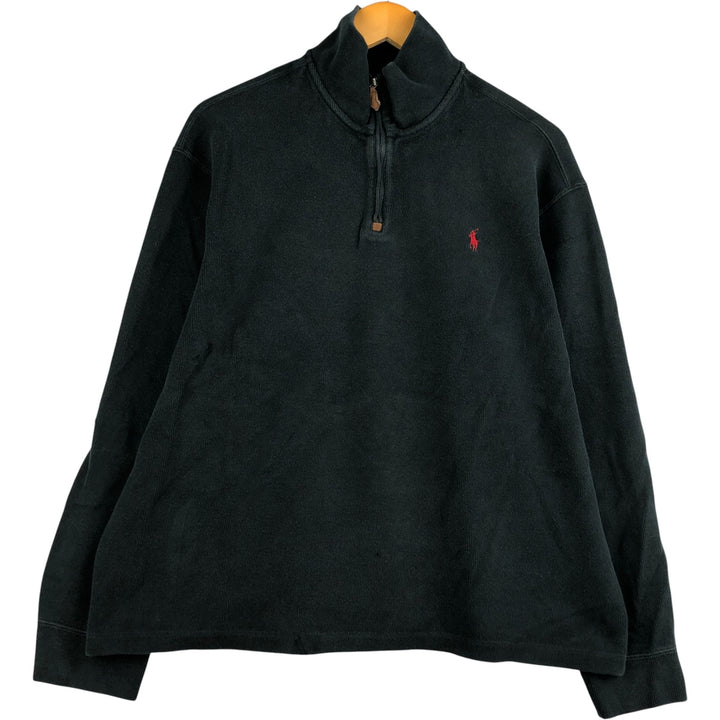 Ralph Lauren POLO RALPH LAUREN Half-Zip Sweatshirt, Men's XL cotton black type Vintage Second Hand