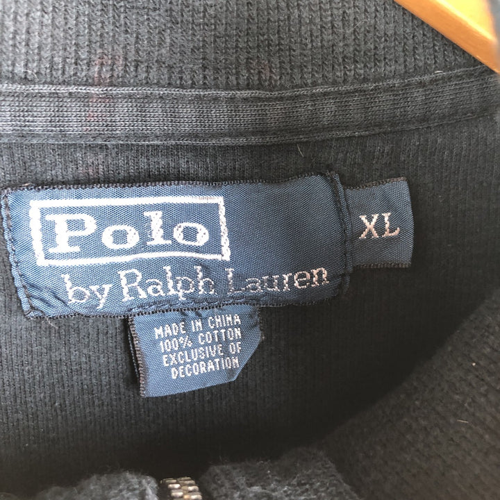 Ralph Lauren POLO RALPH LAUREN Half-Zip Sweatshirt, Men's XL cotton black type Vintage Second Hand
