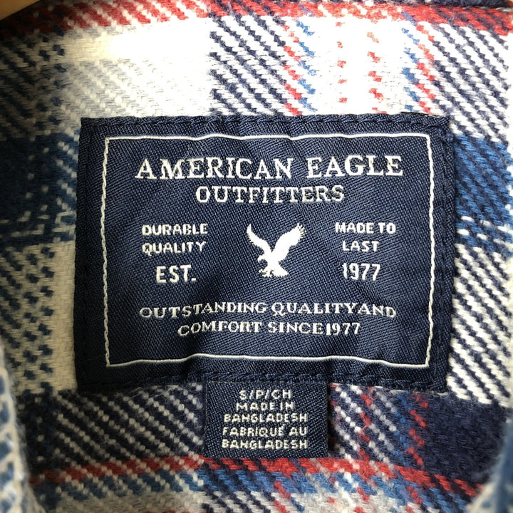 American Eagle Outfitters Long Sleeve Flannel Check Shirt, Men's Size Small cotton pale white type Vintage Second Hand