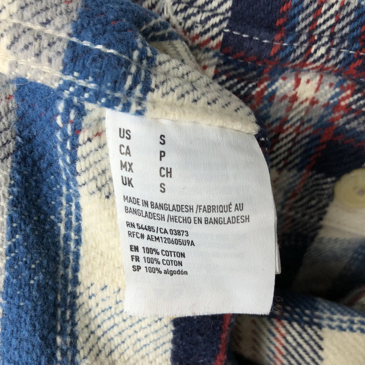 American Eagle Outfitters Long Sleeve Flannel Check Shirt, Men's Size Small cotton pale white type Vintage Second Hand