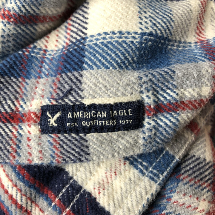 American Eagle Outfitters Long Sleeve Flannel Check Shirt, Men's Size Small cotton pale white type Vintage Second Hand