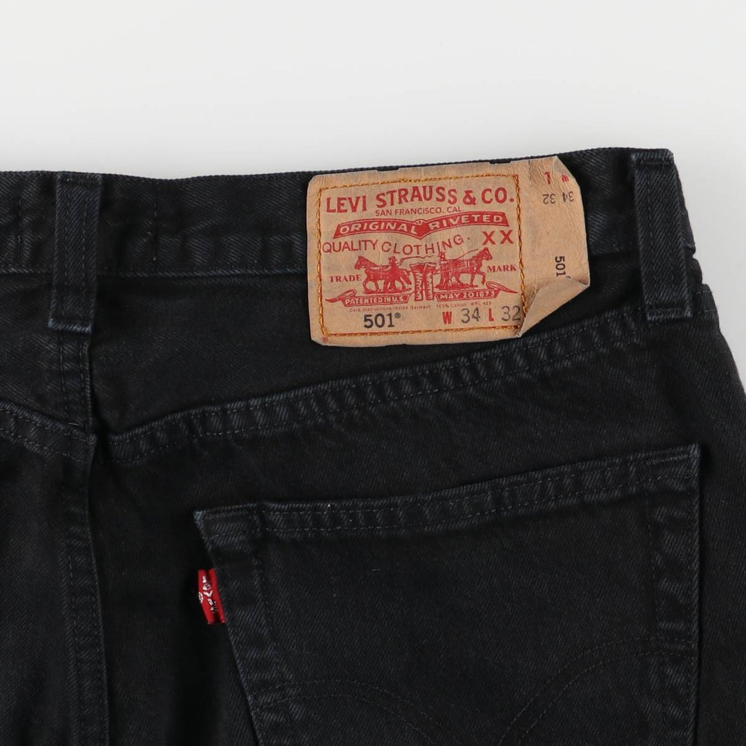 Levi's 501 Black Denim Straight Denim Pants for Men, W34 equivalent cotton black type Vintage Second Hand