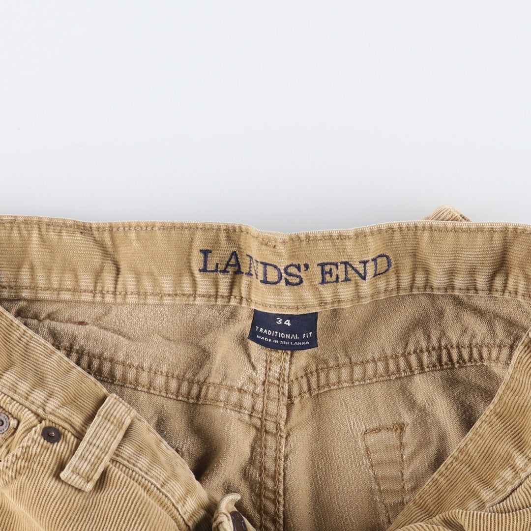 LANDS' END Vintage Corduroy Pants, Men's Size 34 cotton beige type brown Vintage Second Hand