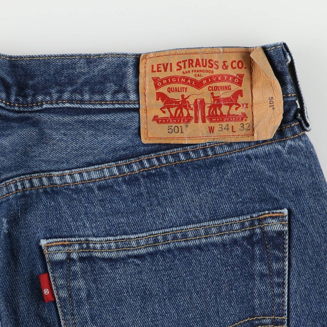 Levi's 501 straight denim pants for men, size W35 cotton blue type Vintage Second Hand