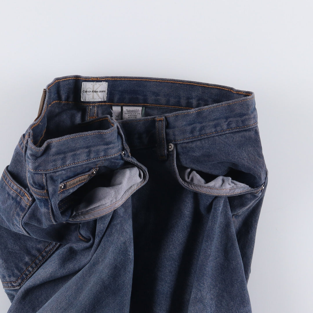 90s-00'S Calvin Klein Jeans Tapered Denim Pants, Made in USA, Men's, Size W35, Vintage cotton blue type Vintage Second Hand