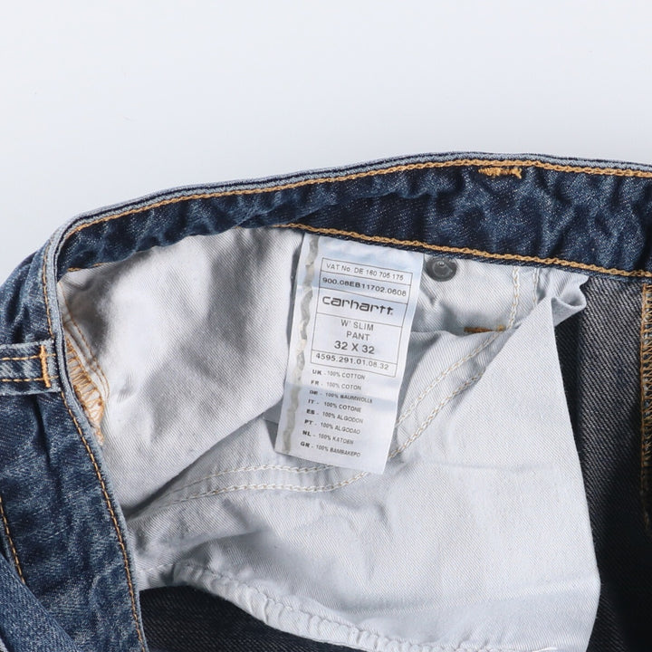 Carhartt W Slim Straight Denim Pants, Men's, Size W35 cotton blue type Vintage Second Hand