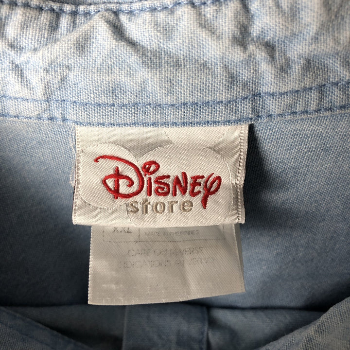 2000'S Disney Store Mickey Mouse long-sleeved cotton shirt, women's size XXL cotton Blue type light blue Vintage Second Hand
