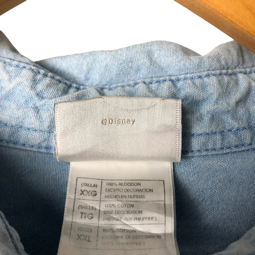 2000'S Disney Store Mickey Mouse long-sleeved cotton shirt, women's size XXL cotton Blue type light blue Vintage Second Hand