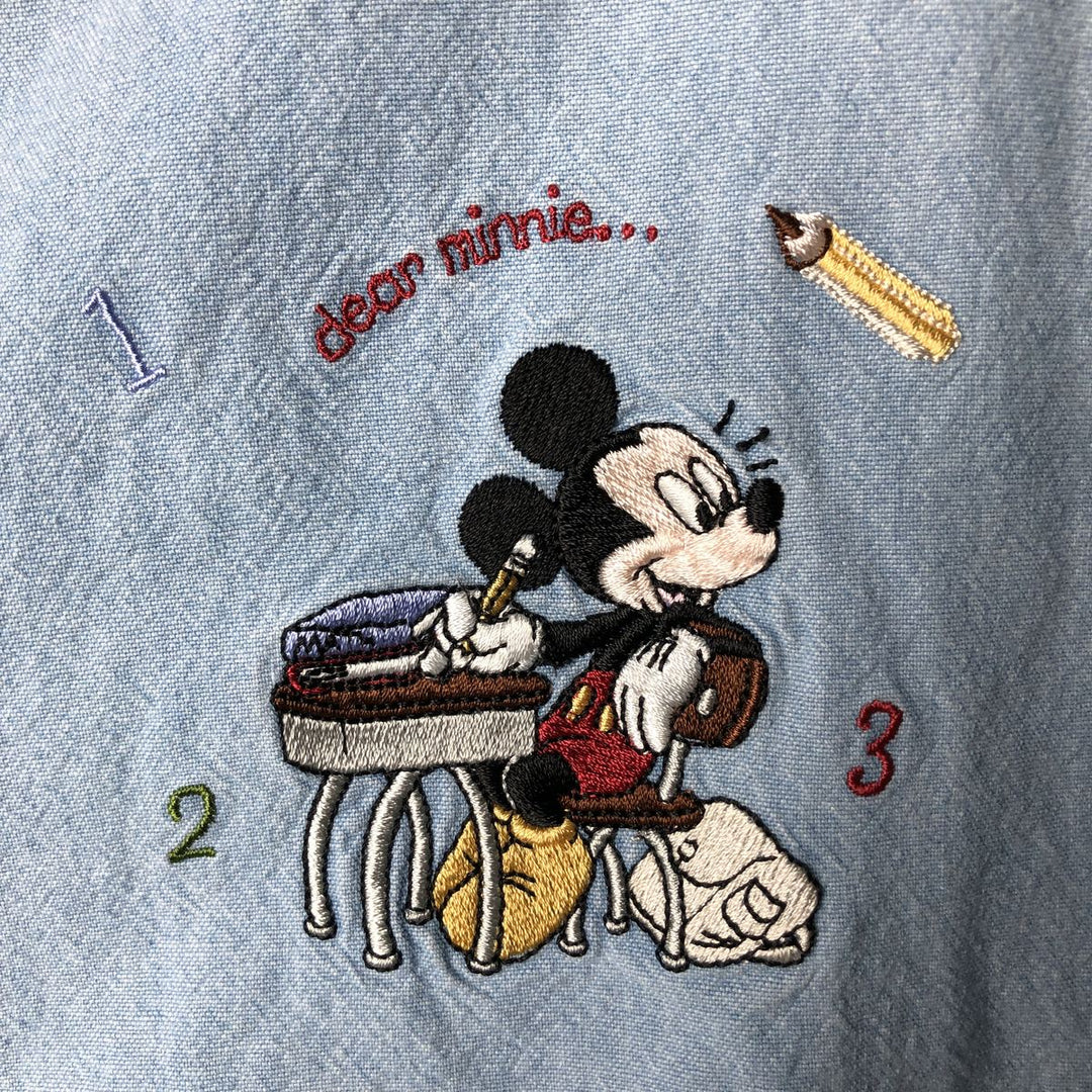 2000'S Disney Store Mickey Mouse long-sleeved cotton shirt, women's size XXL cotton Blue type light blue Vintage Second Hand