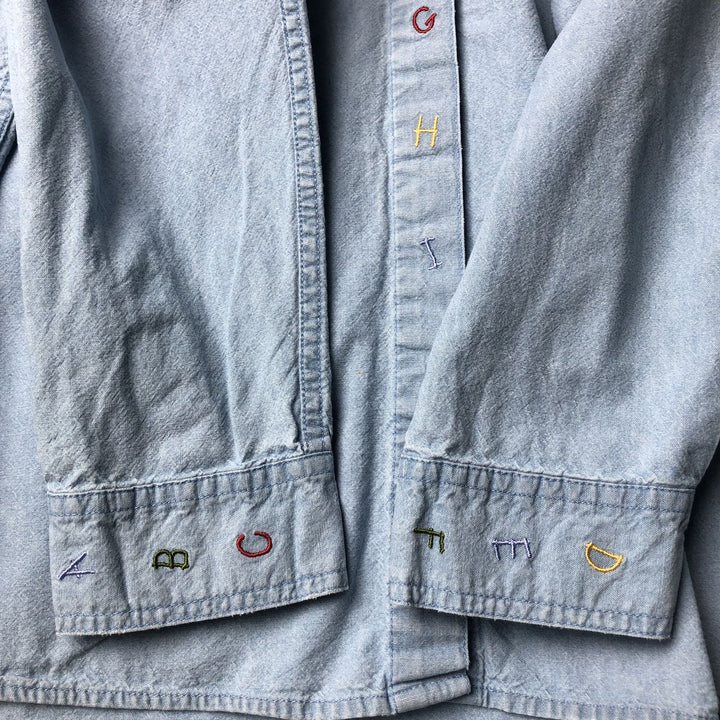 2000'S Disney Store Mickey Mouse long-sleeved cotton shirt, women's size XXL cotton Blue type light blue Vintage Second Hand