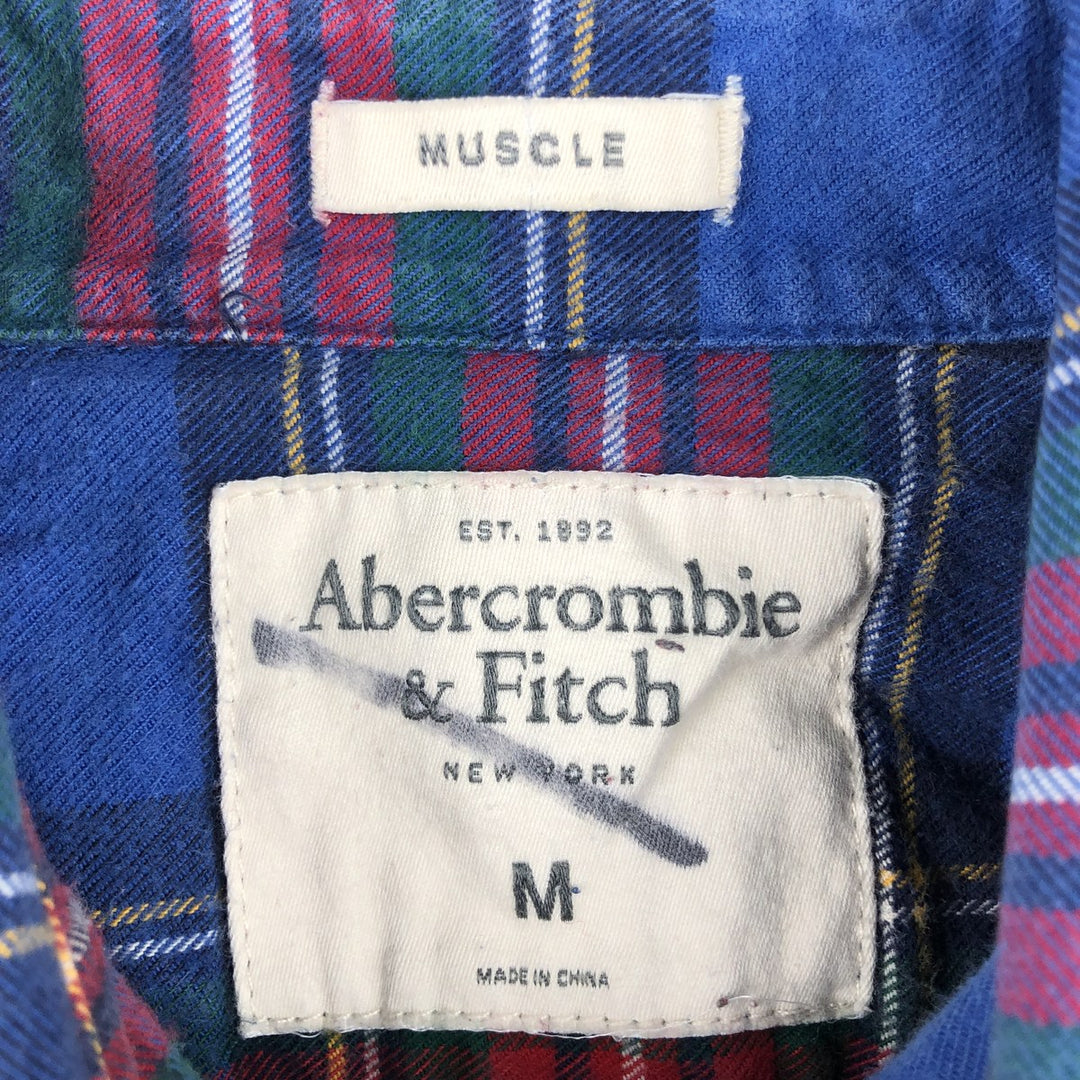 2000'S Abercrombie and Fitch MESCLE long-sleeved flannel check shirt, women's size M cotton blue type Vintage Second Hand