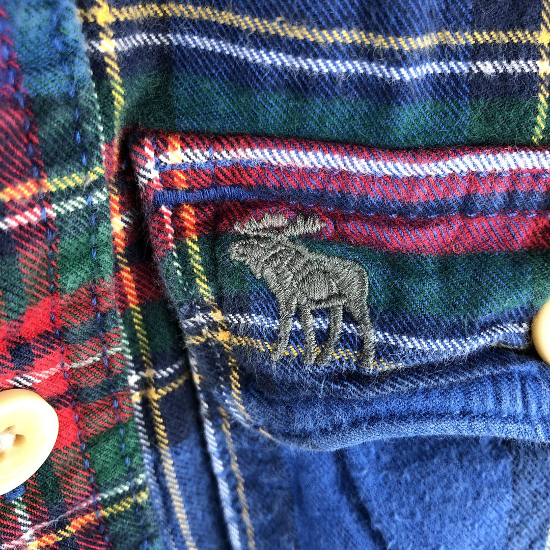 2000'S Abercrombie and Fitch MESCLE long-sleeved flannel check shirt, women's size M cotton blue type Vintage Second Hand