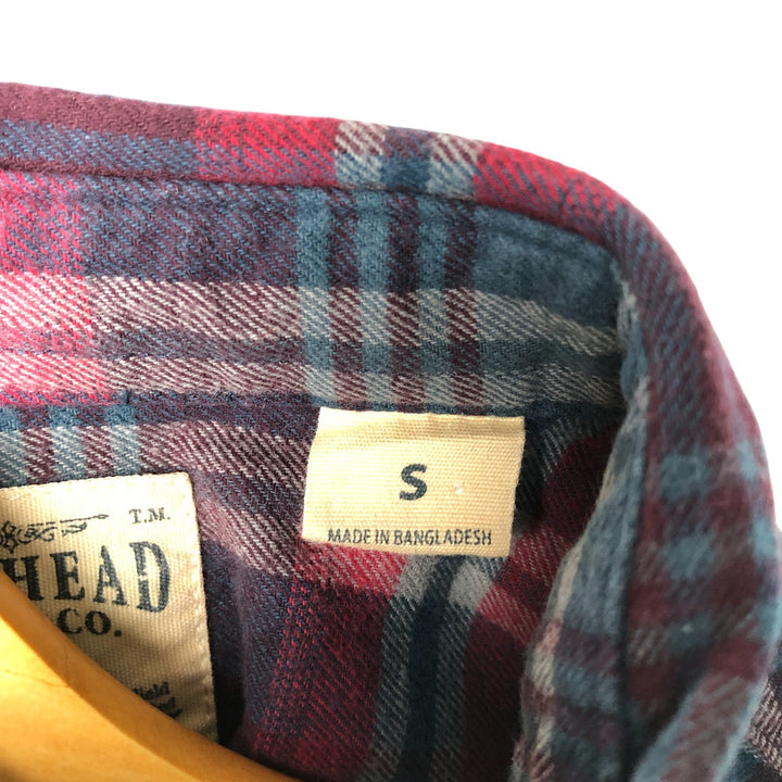 RED HEAD Check Pattern Button-Down Long Sleeve Light Flannel Shirt, Men's Size Small cotton red type Vintage Second Hand
