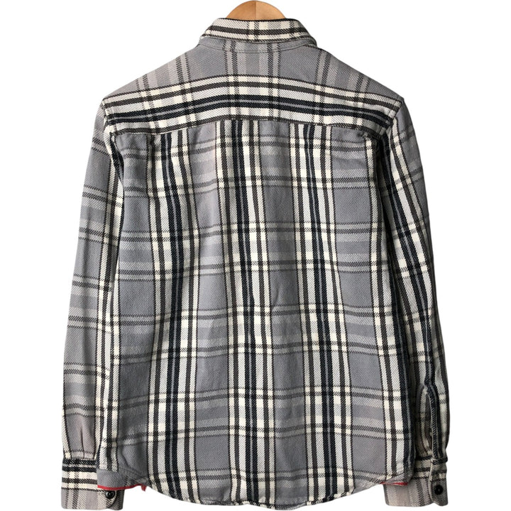 NAKED and FAMOUS Tartan Check Long Sleeve Button-Down Flannel Check Shirt, Made in Canada, Women's Size Medium cotton gray type Vintage Second Hand