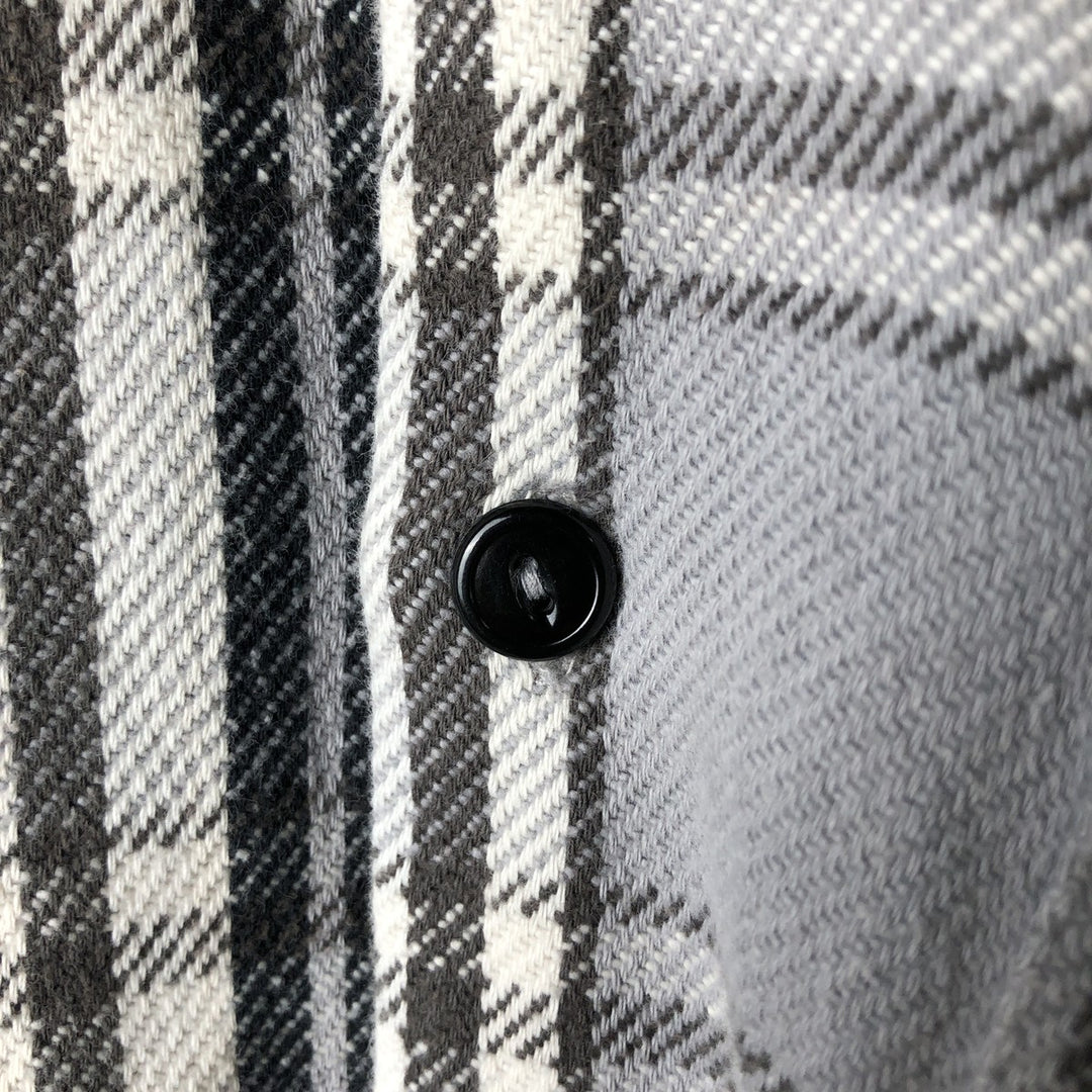 NAKED and FAMOUS Tartan Check Long Sleeve Button-Down Flannel Check Shirt, Made in Canada, Women's Size Medium cotton gray type Vintage Second Hand