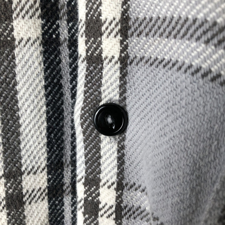NAKED and FAMOUS Tartan Check Long Sleeve Button-Down Flannel Check Shirt, Made in Canada, Women's Size Medium cotton gray type Vintage Second Hand