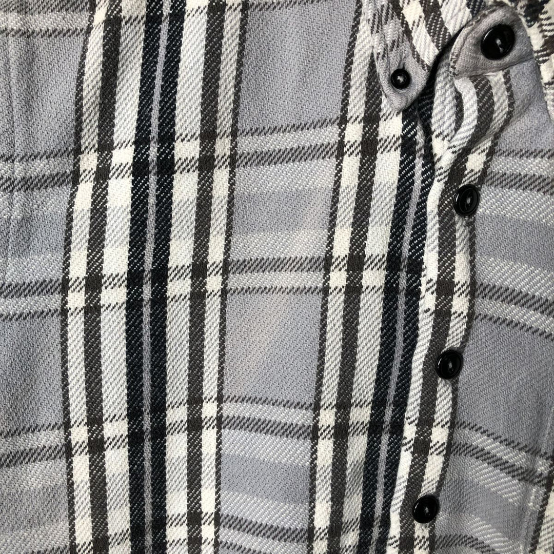 NAKED and FAMOUS Tartan Check Long Sleeve Button-Down Flannel Check Shirt, Made in Canada, Women's Size Medium cotton gray type Vintage Second Hand