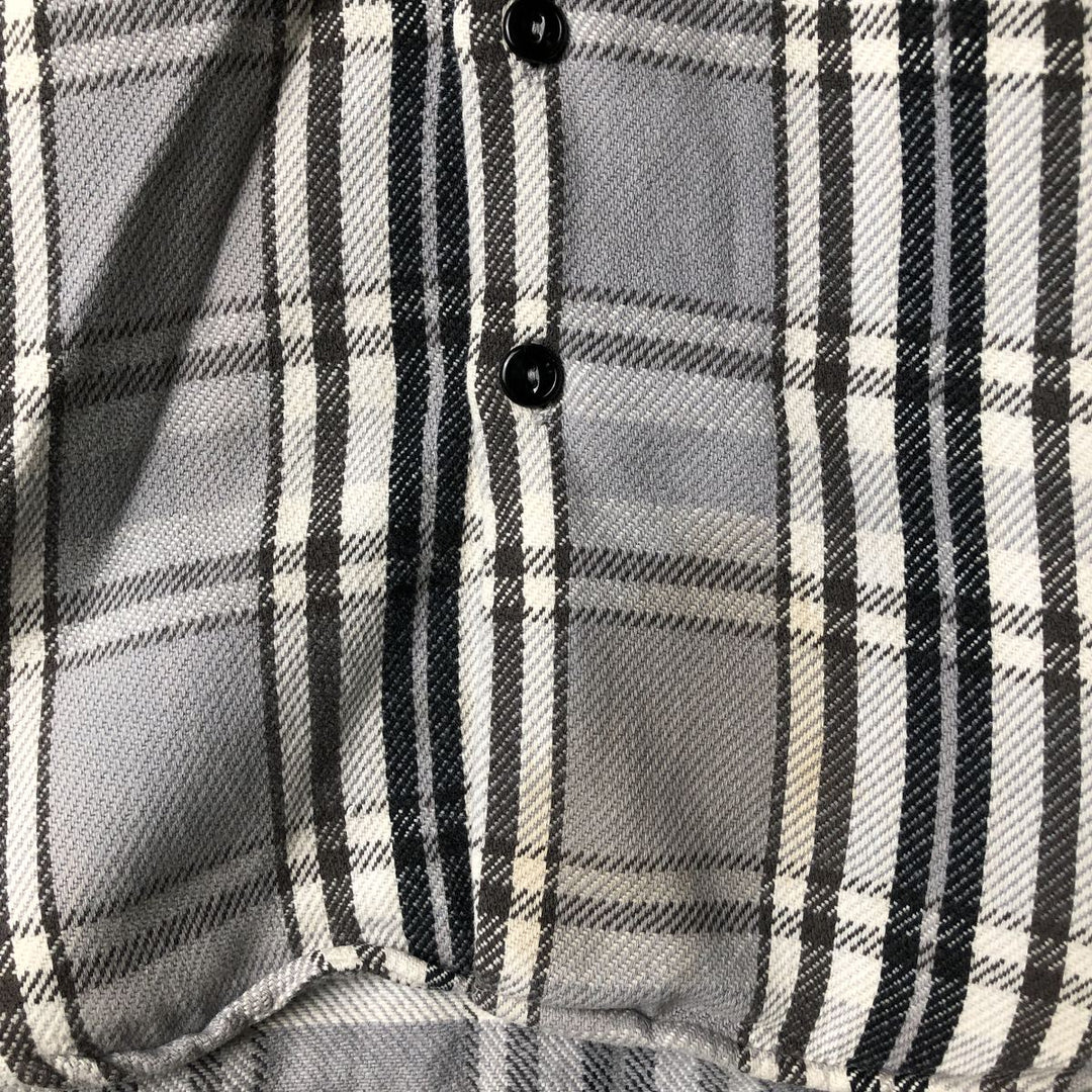 NAKED and FAMOUS Tartan Check Long Sleeve Button-Down Flannel Check Shirt, Made in Canada, Women's Size Medium cotton gray type Vintage Second Hand