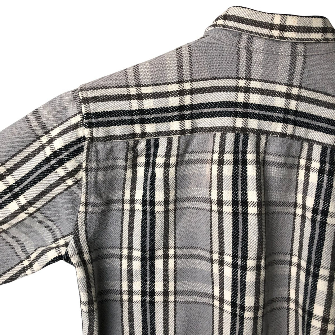 NAKED and FAMOUS Tartan Check Long Sleeve Button-Down Flannel Check Shirt, Made in Canada, Women's Size Medium cotton gray type Vintage Second Hand