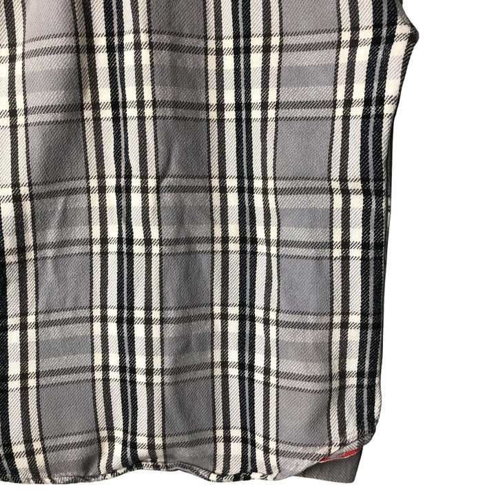 NAKED and FAMOUS Tartan Check Long Sleeve Button-Down Flannel Check Shirt, Made in Canada, Women's Size Medium cotton gray type Vintage Second Hand