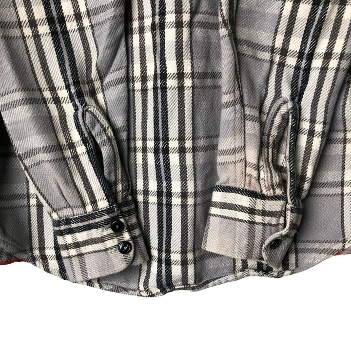 NAKED and FAMOUS Tartan Check Long Sleeve Button-Down Flannel Check Shirt, Made in Canada, Women's Size Medium cotton gray type Vintage Second Hand