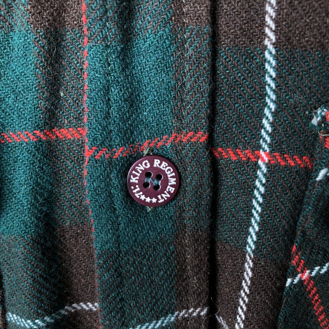 Vintage 1970'S long-sleeved flannel check box shirt, men's size L unclear green type Vintage Second Hand