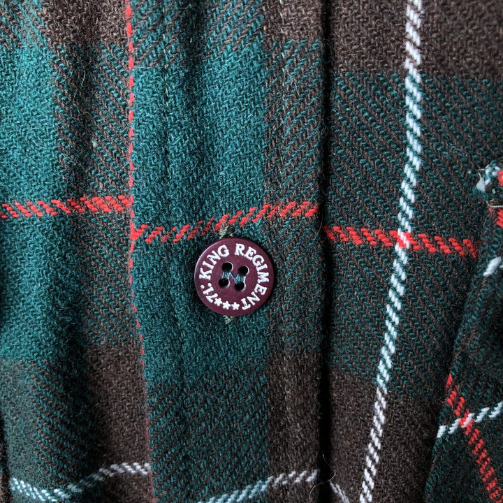 Vintage 1970'S long-sleeved flannel check box shirt, men's size L unclear green type Vintage Second Hand