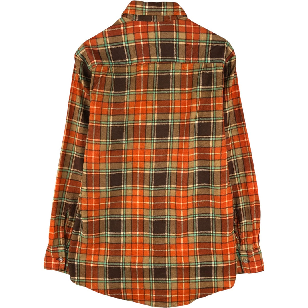 Vintage 1980'S Van Cort Check Pattern Long Sleeve Light Flannel Shirt, Men's Size Small cotton orange type Vintage Second Hand
