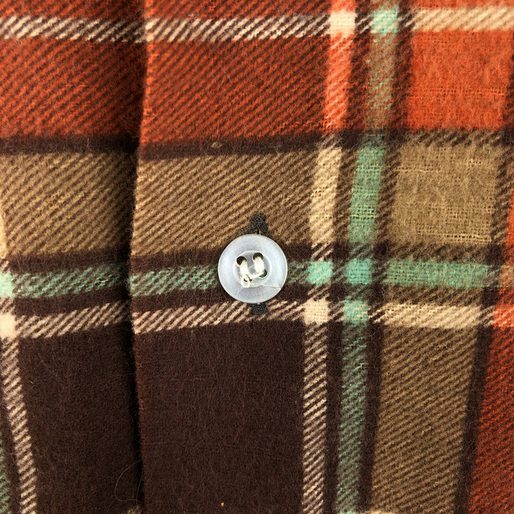 Vintage 1980'S Van Cort Check Pattern Long Sleeve Light Flannel Shirt, Men's Size Small cotton orange type Vintage Second Hand