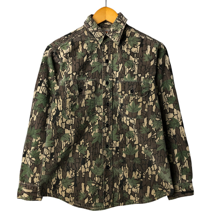 Vintage 90'S Winchester Camouflage Pattern Treebark Camo Long Sleeve Flannel Shirt, Men's Size Small unclear Khaki type Vintage Second Hand