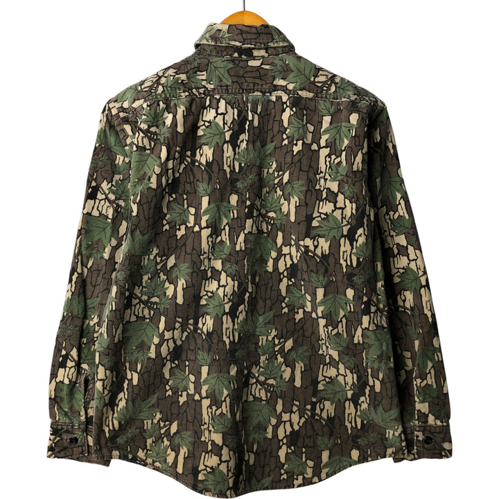 Vintage 90'S Winchester Camouflage Pattern Treebark Camo Long Sleeve Flannel Shirt, Men's Size Small unclear Khaki type Vintage Second Hand
