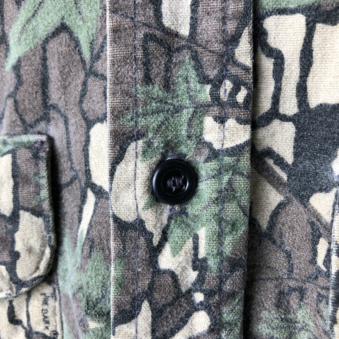 Vintage 90'S Winchester Camouflage Pattern Treebark Camo Long Sleeve Flannel Shirt, Men's Size Small unclear Khaki type Vintage Second Hand
