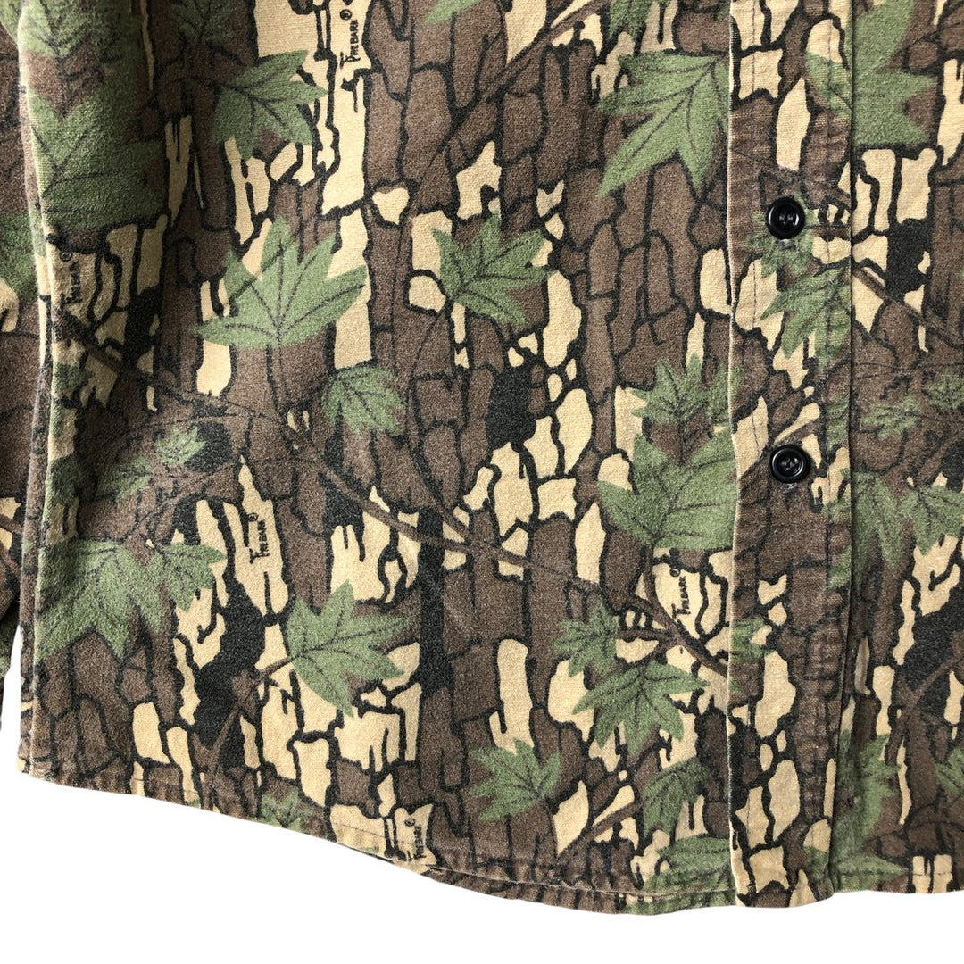 Vintage 90'S Winchester Camouflage Pattern Treebark Camo Long Sleeve Flannel Shirt, Men's Size Small unclear Khaki type Vintage Second Hand